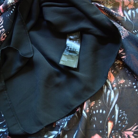 AllSaints Valero Fluttery Butterfly Midi Mid Length Dress Black Size US 2 - Picture 8 of 13